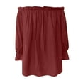 thumbnail image 5 of Women's Off-Shoulder Long Sleeve Tops Trendy Frill Ruffle, Loose Fit, Solid Color, Casual & Sexy, for Fall, Versatile Styling, 5 of 5