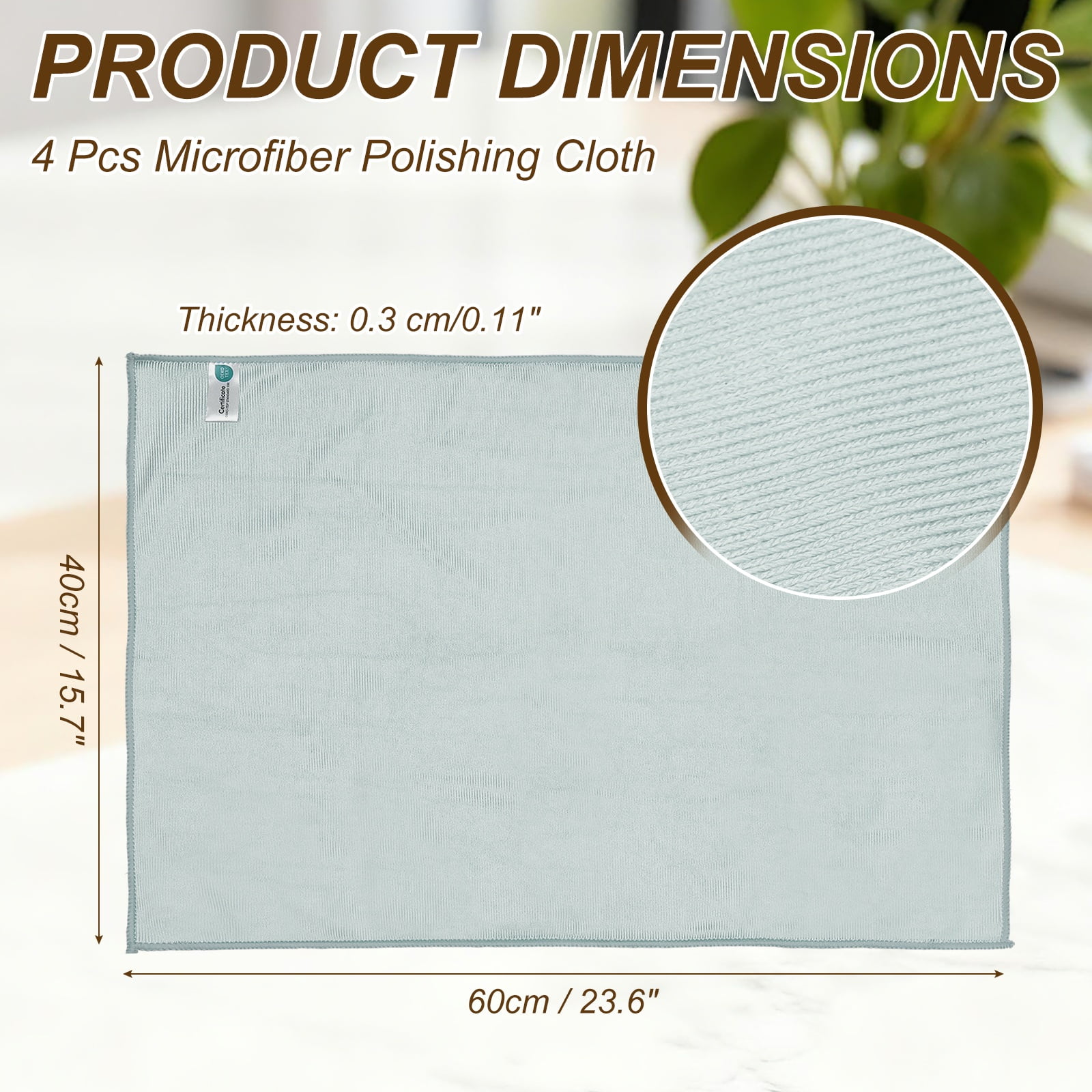 Uxcell 4Pcs Glass Polishing Cloth, 23.6x15.7" Microfiber Cleaning Cloths Lint & Streak Free Quickly Drying Towels for Glassware, Cars, Glasses, Phone Screens, Sunglasses, Gray