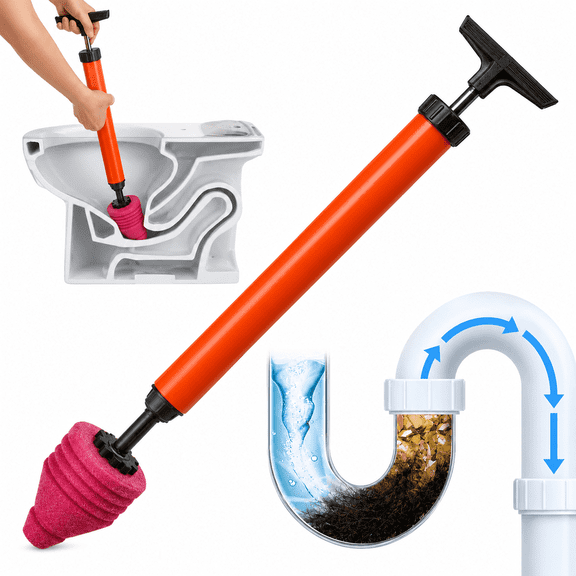 Heavy Duty High Pressure Toilet Plunger Drain Blaster Pump with Ergonomic Handle for Bathroom Clog Removal, Toilet Unblocker, Drain Cleaner, Air Pressure Pump for Fast Unclogging