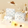 thumbnail image 4 of LazySpin Makeup Bag Set, 3-Piece Cotton Cosmetic Toiletry Bag for Travel, Cosmetic Pouch for Organize, Blue Flower, 4 of 9