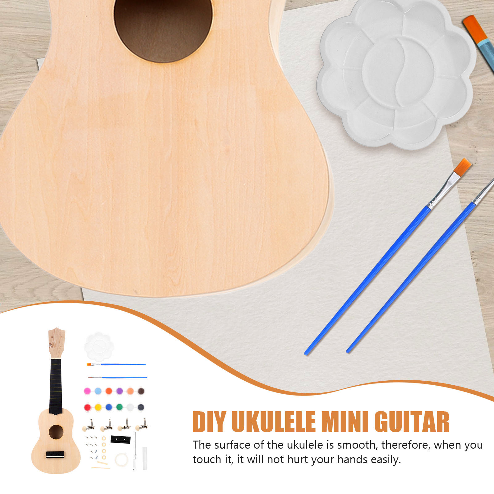 ULTNICE DIY Ukulele Making Kit with Synthetic Material Assorted Color for Kids and Family 1 Set