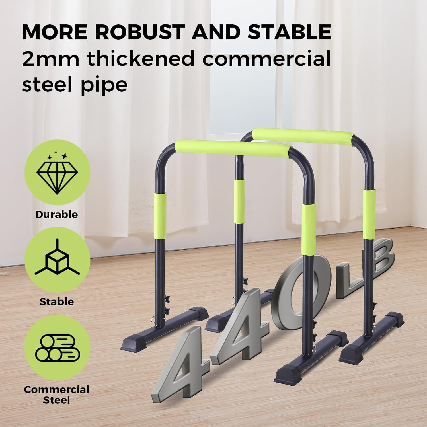 Walking Pad Handle Bar Only, Compatible with 24.4'' Wide Walking Pad, Max 43.3'' Height Parallettes Bar, Non-Slip Base