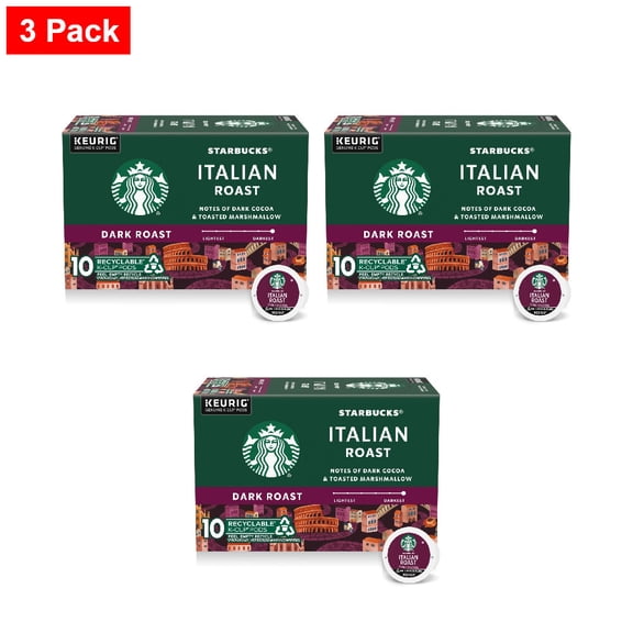 Starbucks Italian Roast Dark Roast K-Cup Coffee Pods 10 ct - 3 Pack