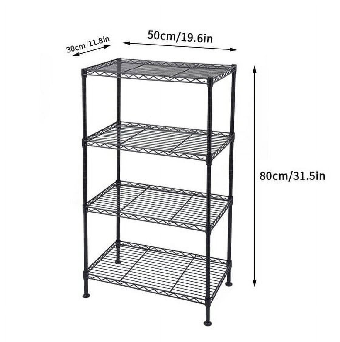 Ktaxon 4-Shelf Wire Shelving, Kitchen Garage Storage Rack Organizer Black, 20"L x 11.8"W x 31"H