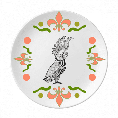 

Cute Parrot Bird Animal Portrait Sketch Flower Ceramics Plate Tableware Dinner Dish