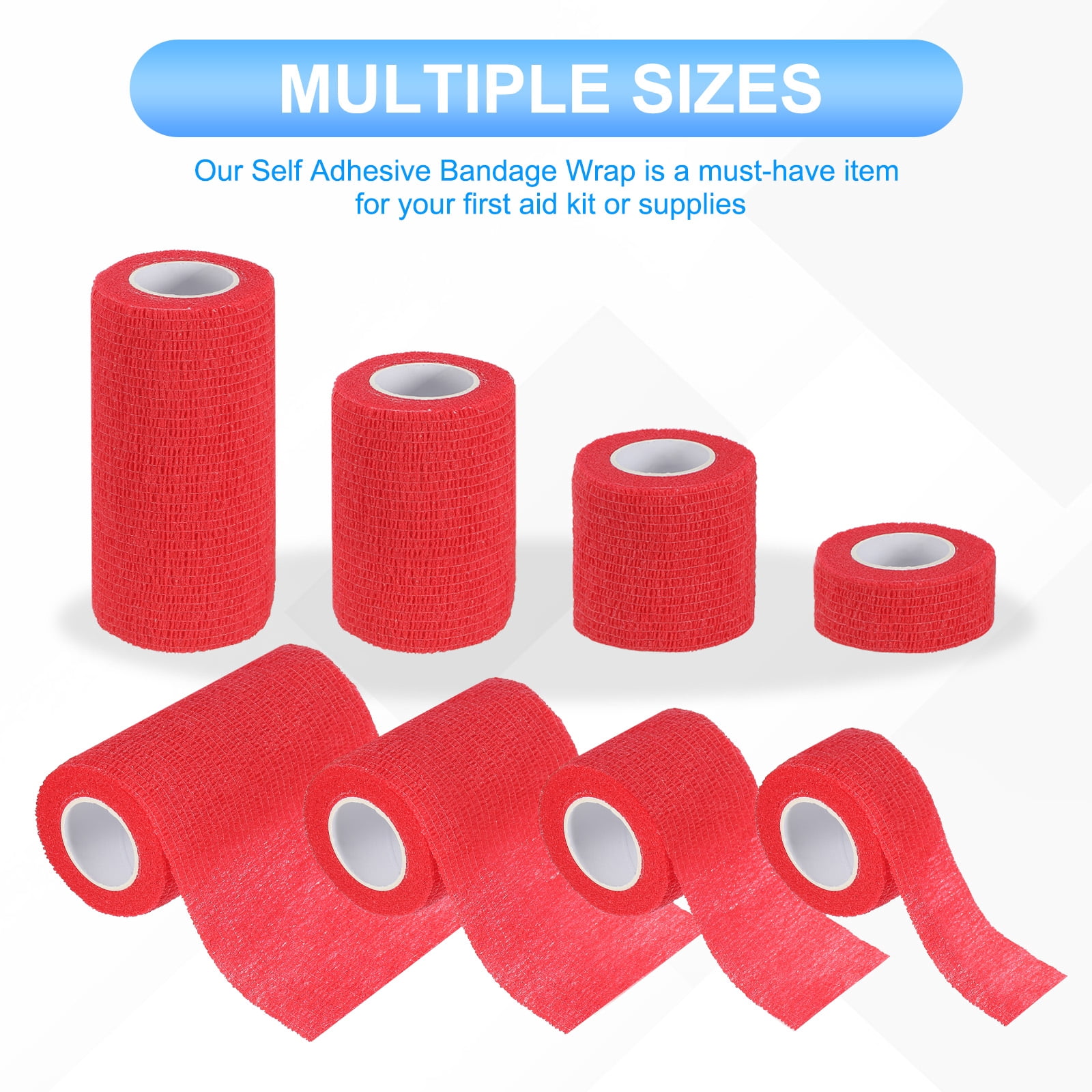 Uxcell Self Adhesive Bandage Wraps, Yard Elastic Self Breathable Self Adherent Wrap Tape for Stretch Athletic Sports Red