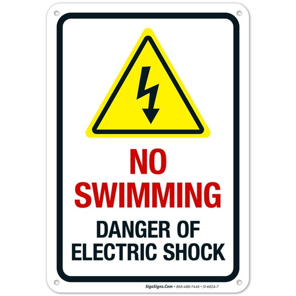 No Swimming Danger Of Electric Shock Sign,