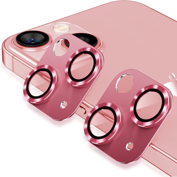 [2 Pack] Camera Lens Protector for iPhone 13/ iPhone 13 Mini, Ultra HD Camera Lens Protector,Metal Tempered Glass Camera Cover,9H Hardness, Anti-Scratch for iPhone 13/ iPhone 13 Mini(Pink)