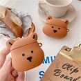 thumbnail image 2 of Funda de silicona suave de dibujos animados compatible con AirPods 2 y 1, funda protectora linda y divertida a prueba de golpes (Osito de ojos), 2 of 5