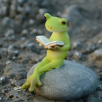 Frog decor Resin Garden Statue Decorative Frog Figurine, Resin Garden Ornament, Booknook Statue, Car Dashboard Decor with Mushroom Accent A