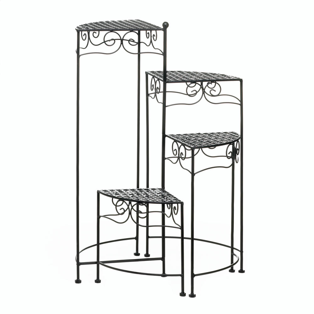 Garden Plant Stands, Black Fourtiered Orchid Plant Stand, Iron