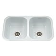 thumbnail image 6 of Houzer PCD-3400 WH 13 1/2"x15 1/8"x9" Porcelain Enamel Double Bowl Sink Undermount, 6 of 6