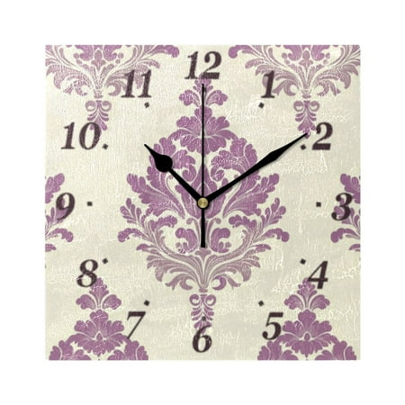 Seamless Damask Pattern Wall Clock Square Clock Decoration Creative Clock Dual Use Black Pointer 7.78in