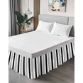 thumbnail image 4 of Black Grey Stripes Wrap Around Bed Skirts for California King Bed 16" Drop,Bed Skirt with Adjustable Elastic Belt Dust Ruffle Bed Valance White Striped Vertical Modern Geometric Bed Frame Cover, 4 of 7