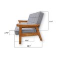 thumbnail image 3 of Microfibres fabric upholstered children leisure sofa with wood armrest, 3 of 9
