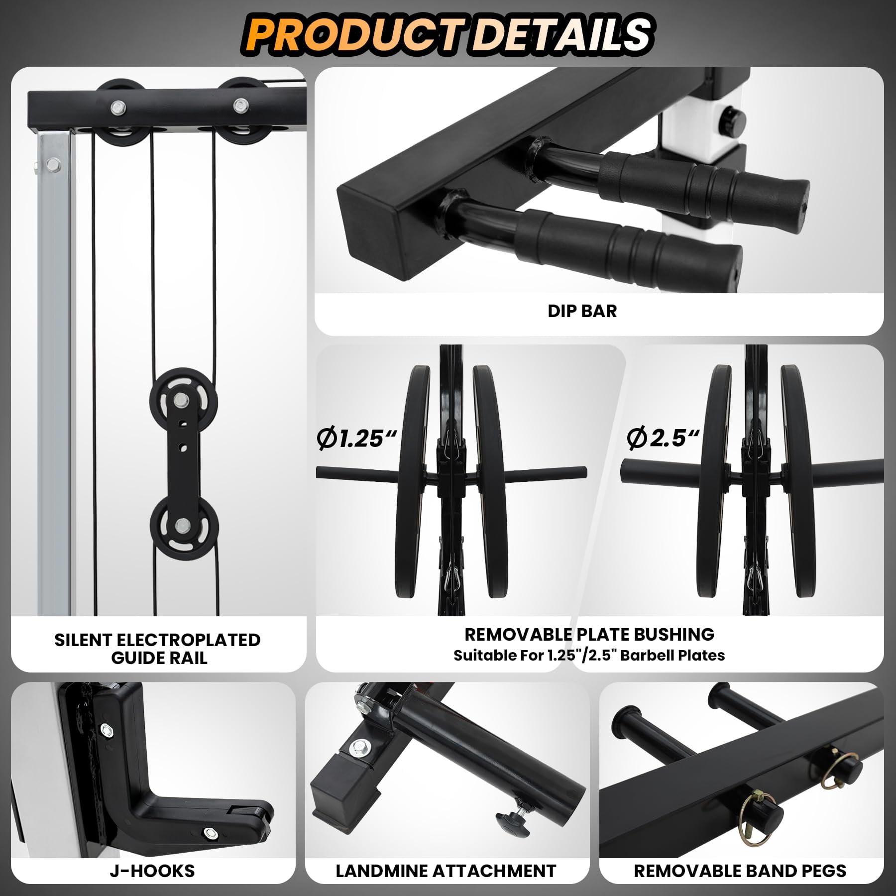 TROPOW Power Cage with LAT Pulldown, Multi-Functional Power Rack with Cable Pulley System and J-Hooks, Squat Rack with Dip Bars and Landmine Attachment, Weight Cage for Home Gym Equipment,White