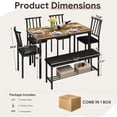 thumbnail image 6 of UHOMEPRO 6 Piece Dining Table Set for 4-6, Space Saving Kitchen Table Set with Bench and Storage Racks, PU Chairs, Metal Frame Dining Room Set for Apartment, Breakfast Nook - Brown and Black, 6 of 7