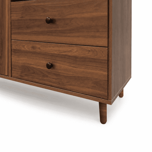 Modern Kitchen Buffet Hutch Cabinet with Glass Doors, Large Pantry Storage Cupboard with Microwave Stand and Drawers, Sideboard for Dining Room, Walnut