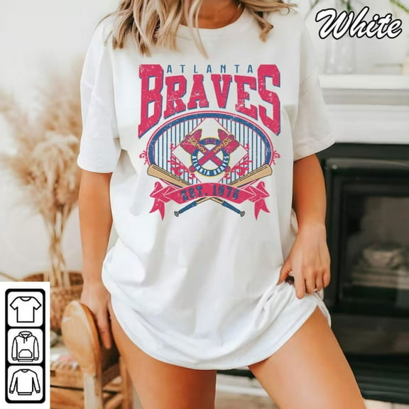 Vintage Atlanta Baseball T-shirt, Braves Team Fan Apparel, Vintage Baseball Fan Shirt,White Color,Size L