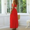 thumbnail image 6 of Elainilye Fashion Women Dresses Open Waist Sexy Lace Strap Spliced Large Dress Set Sleeveless Evening Gown Dress,Red, 6 of 6