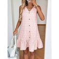 thumbnail image 6 of Women'S Spring V Neck Sleeveless Jacquard Sundresses Button Decoration Flowy Summer Dresses for Women Pink M, 6 of 10