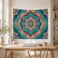 thumbnail image 5 of Teal Floral Mandala Tapestry Wall Hanging, 5 of 7