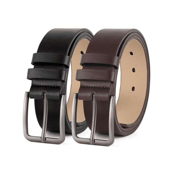 SENDEFN Mens Belt 2 Pack - Men Leather Belt Design for Work Business and Casual Golf Jeans-Everyday Wear,Gifts for Men