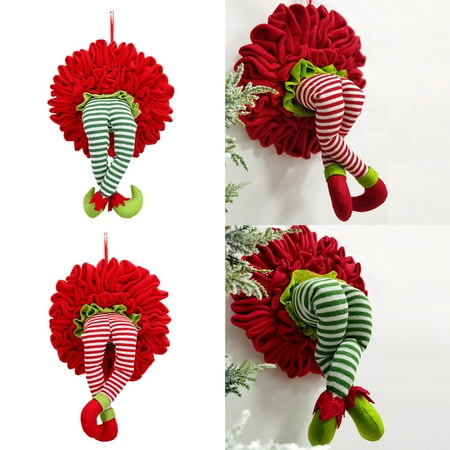 

Attractive Hanging Pendant Realistic Flannel Christmas Thief Portable Wreath Ornament for Home Red Flannel