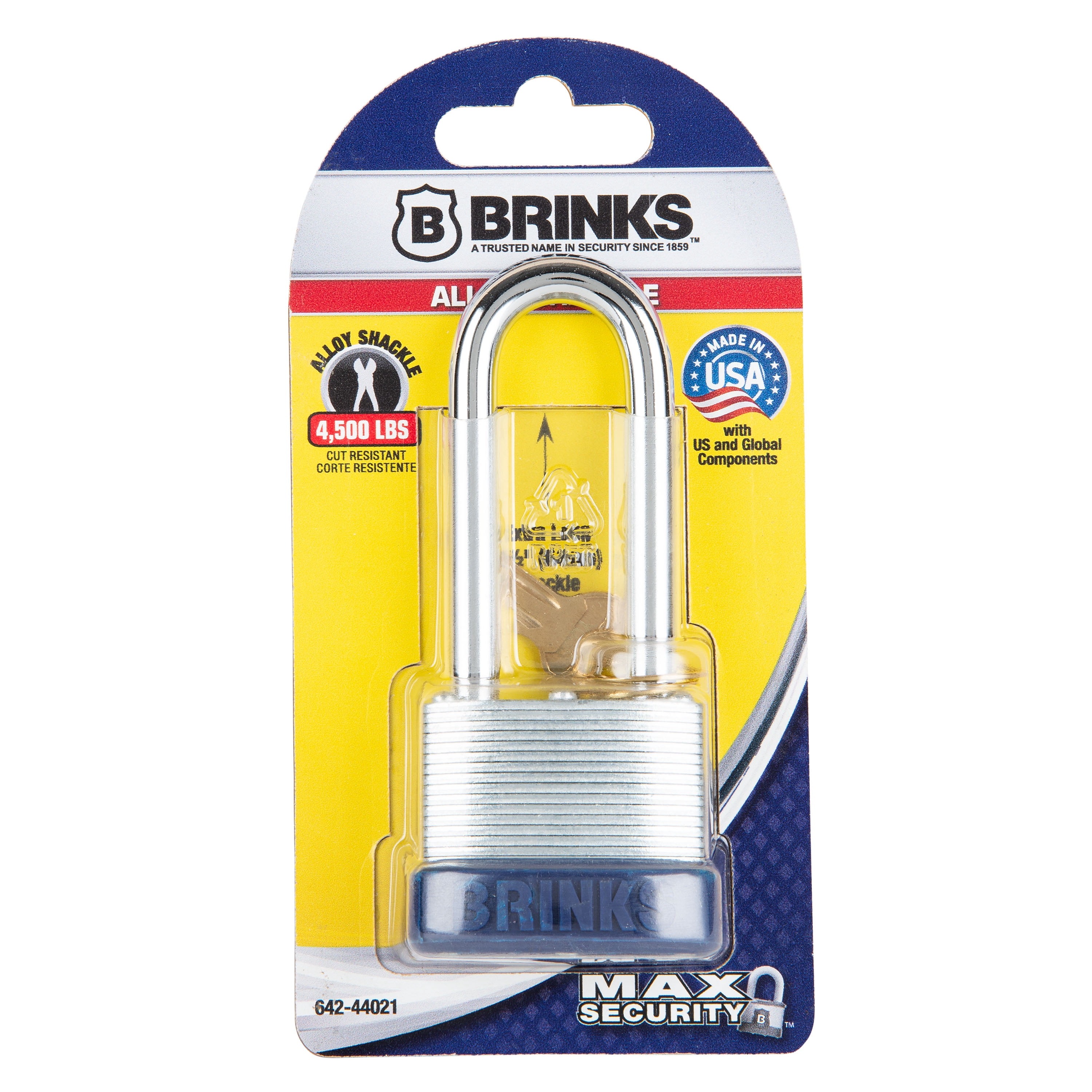 (6 pack) Brinks 44mm Laminated Steel Padlock with 2.5in Shackle