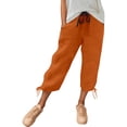 thumbnail image 4 of DuoJiaJ Womens Capri Pants, Elastic Waist with Pockets Loose Fit Casual Orange S, 4 of 7