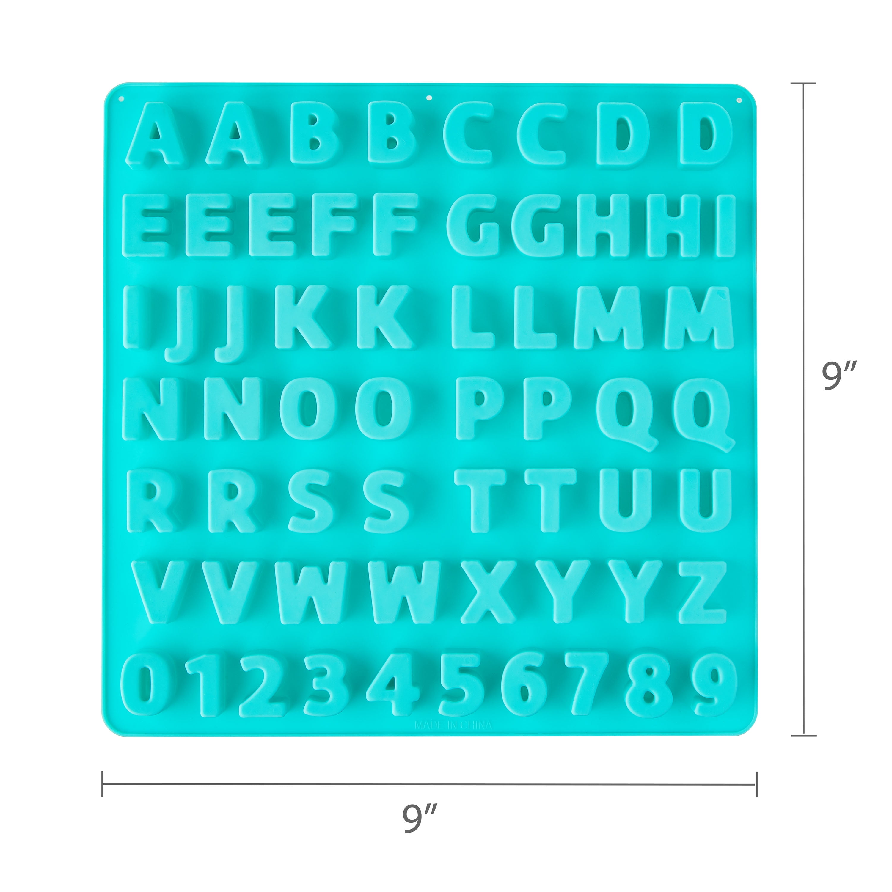 9 x 9 IN, 61-Cavity, Letters and Numbers Shape, Silicone Candy and Baking Mold, by Way To Celebrate