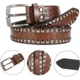 thumbnail image 2 of DOVACKA Womens Circle Studded Leather Belt, Punk Rock Rivets-Belt Ladies Belt for Jeans Pants Dresses,PU Leather Belt for Women, 2 of 6