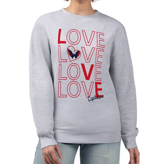 Women's G-III 4Her by Carl Banks  Heather Gray Washington Capitals Lots Of Love Team Logo Graphic Pullover Sweatshirt