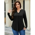 thumbnail image 2 of FlorCurve Plus Size Henley Shirts for Women Long Sleeve V Neck Shirt Rayon Tunic Tops Casual Button Up Blouse, Black XL, 2 of 7