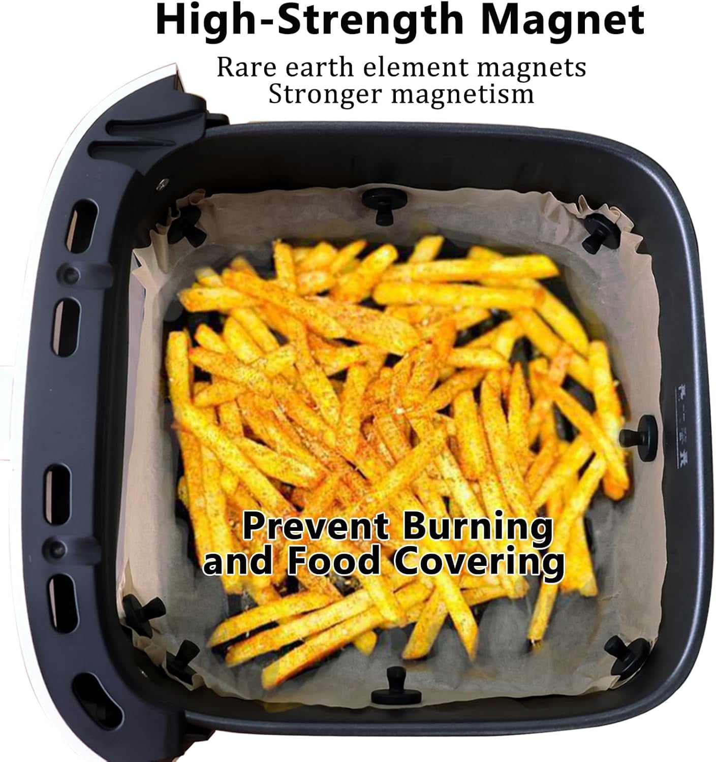 JJEAN-Air Fryer Liner Silicone Full Enclosed Magnets,100% BPA FREE Waterproof Rust-proof & High-Resistant for Air Fryer Paper, Secures Disposable Paper Liner Safely Prevents Burning & Food Covering -
