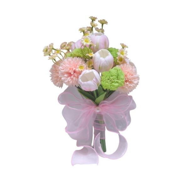 Holdado de novia Bouquet Flor artificial Decoración romántica de boda Arreglo Floral Decorativo para Photo Aprop rosa