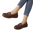 thumbnail image 2 of Domzle Women's Comfortable & Lightweight Faux Leather Penny Loafers Slip-Ons Cute Business Casual Dress Shoes Work Office Flats Everyday Walking Shoes Driving for Women Coffee, 2 of 7