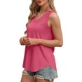 thumbnail image 6 of Brglopf Womens Eyelet Embroidery Tank Tops Sleeveless V-Neck Summer Vacation Beach Fashion Tees Shirts Comfy Casual Flowy Loose Blouse(Hot Pink,S), 6 of 8