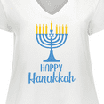 thumbnail image 4 of Inktastic Happy Hanukkah with Blue Menorah Women's Plus Size V-Neck T-Shirt, 4 of 5