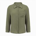 thumbnail image 4 of Godom Womens V Neck Long Sleeve Button Down Blouses Tops Oversize Leisure Shirt, 4 of 6