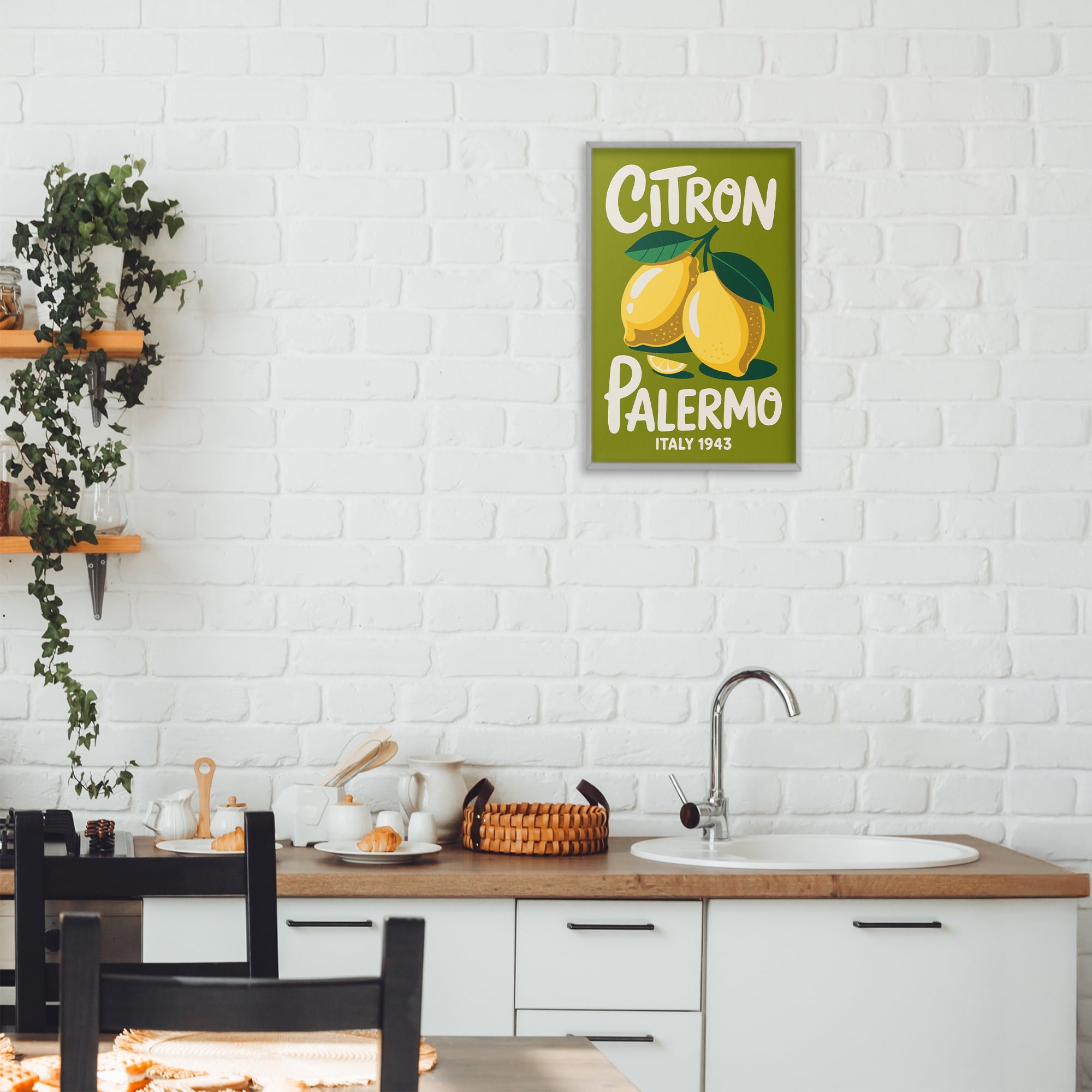 Stupell Industries Citron Palermo Lemons Gray Framed Giclee Art, design by Andreas Magnusson