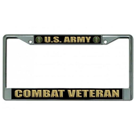 U.S. Army Combat Veteran Chrome License Plate Frame