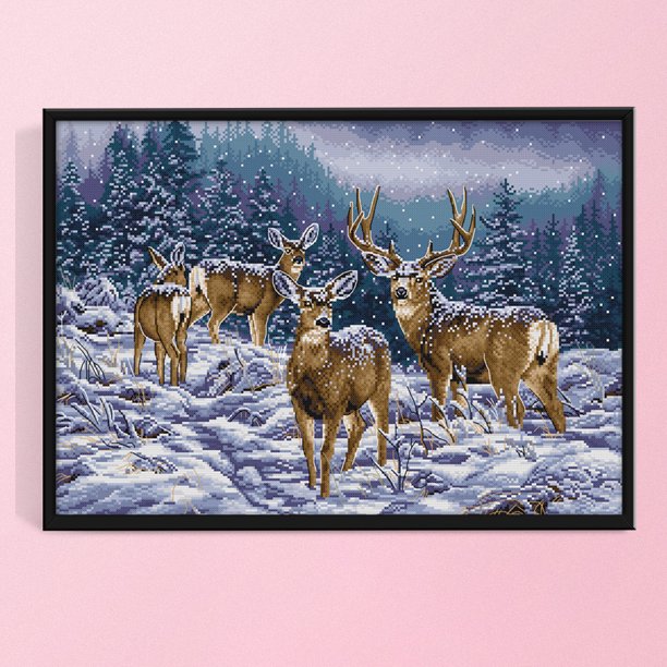 Cuadros Decorativos Winter Deer Group 14CT Sello Hilo de algodón Costura de punto de cruz (DA267) Ndcxsfigh Nuevos Originales