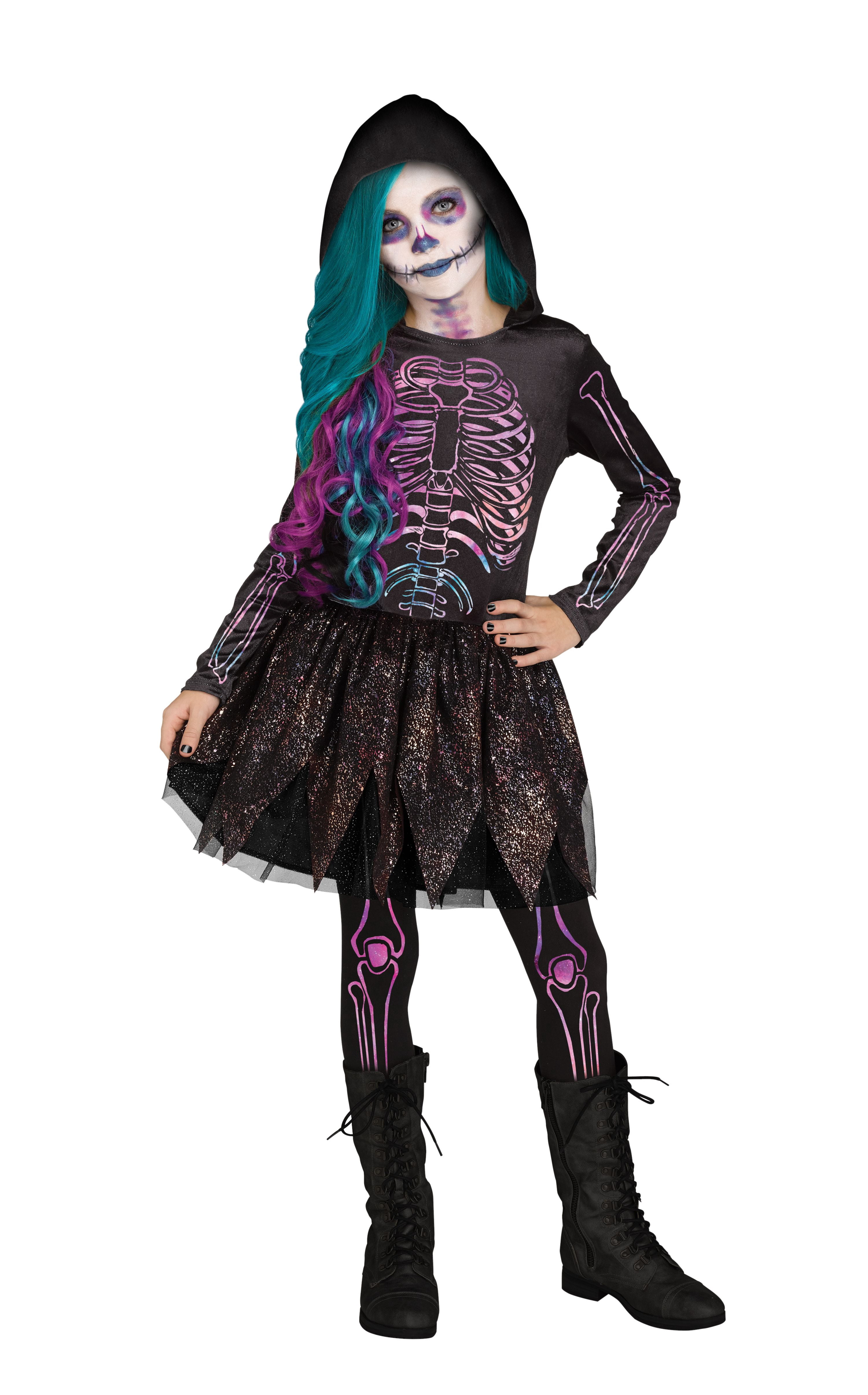Halloween Galaxy Skeleton Girl Costume Size Medium By Fun World -  Walmart.com