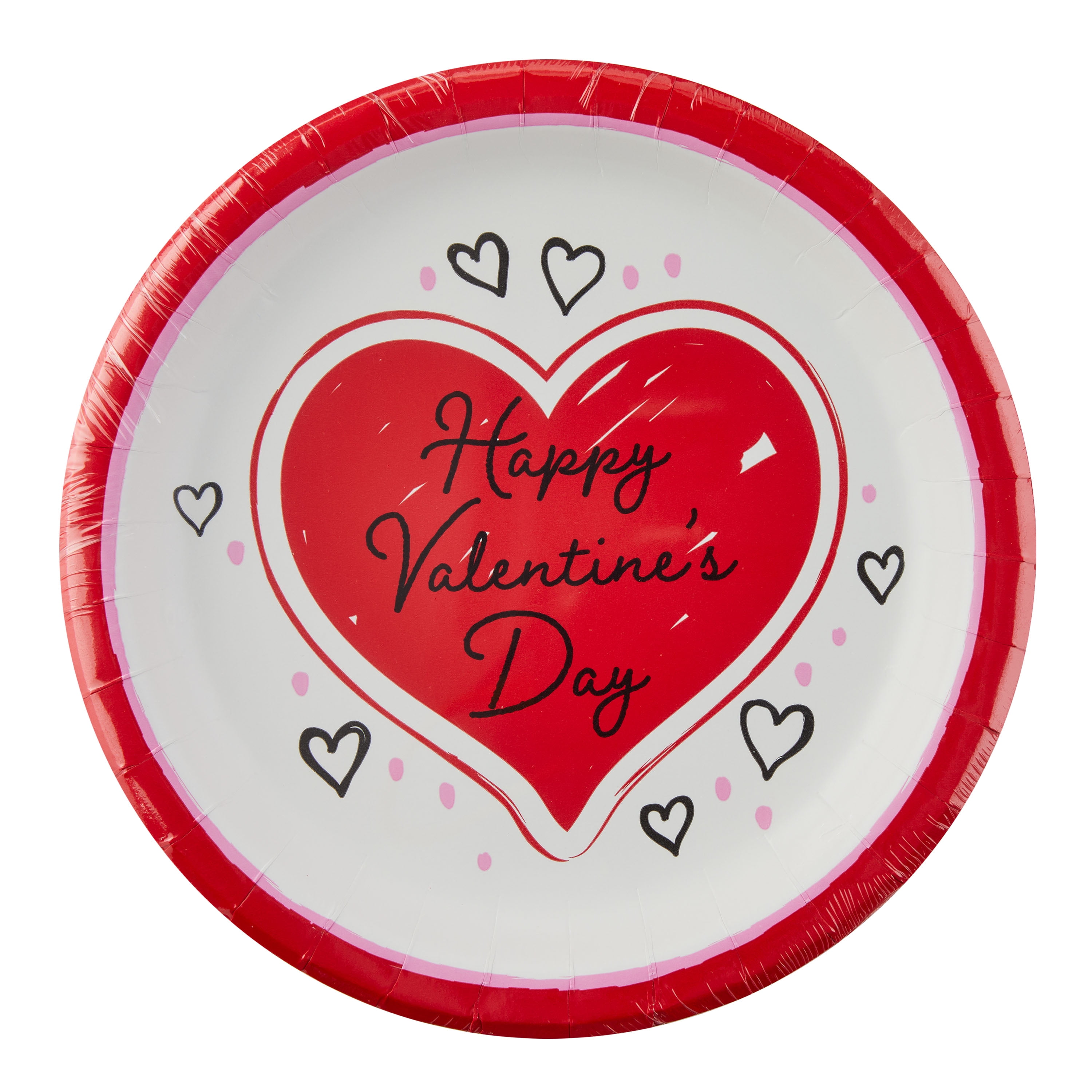 WAY TO CELEBRATE! Way To Celebrate Happy Valentine's Day Red Patchwork Hearts Paper Plates, 9", 8 Ct