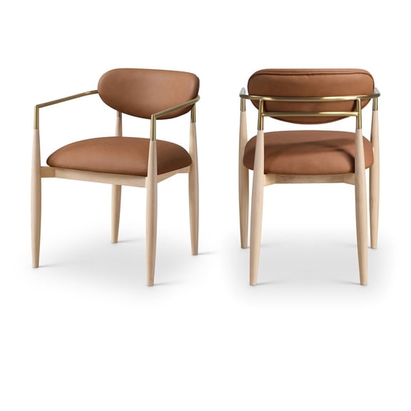 Meridian Furniture Riccio Cognac Vegan Leather Dining Arm Chair (Set of 2)