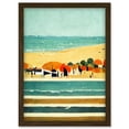 thumbnail image 1 of Abstract Modern Painting Summer Beach Scene French Riviera Artwork Framed Wall Art Print A4, 1 of 4