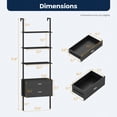 thumbnail image 2 of Demi Bonn 6-Tier Ladder Bookcase, 2 Drawers, Metal Frame, Raised Legs, Home Office Organizer, Black, 2 of 8