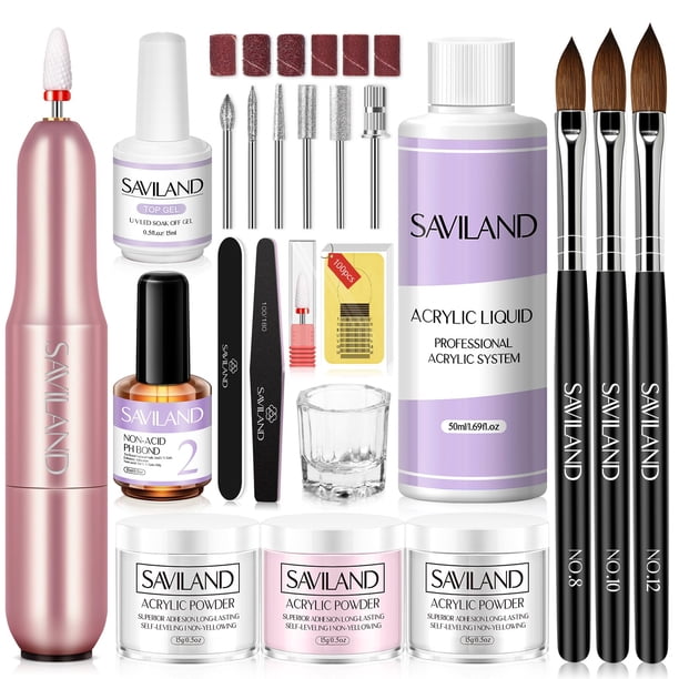 Kit de uñas acrílicas SAVILAND Essentials con taladro para principiantes