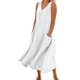 thumbnail image 1 of Vestido largo sin mangas con cuello en V y color liso para mujer: corte holgado, bolsillos, vestido informal cómodo para el día a día., 1 of 5